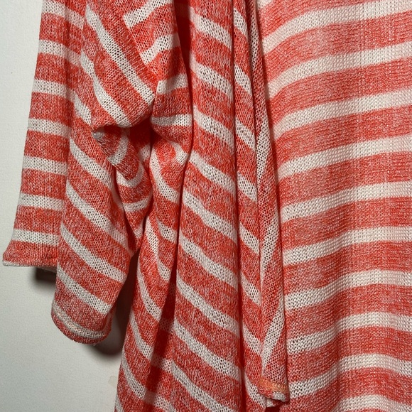 LuLaRoe Coral White Stripe Open Knit Dolman Sleeve Long Duster Cardigan NWOT M‎ - Picture 8 of 15